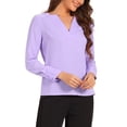 thumbnail image 1 of INSPIRE CHIC Work Office Blouse for Women's Long Sleeve V Neck Blouses XS Light Purple, 1 of 5