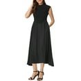 thumbnail image 1 of INSPIRE CHIC Work Office Dress for Women's Midi Round Neck Cap Sleeve Dress Black XS, 1 of 5