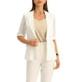 thumbnail image 1 of INSPIRE CHIC Work Office Short Sleeve Jacket Blazer for Women's One Button Casual Cardigan Beige XS, 1 of 5