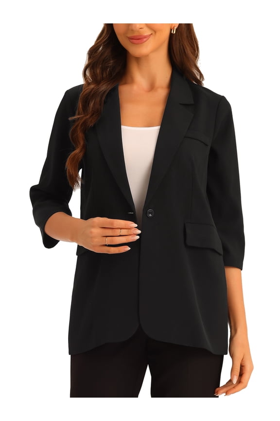 Work Office Stretch Blazer for Women's Lapel Collar Dressy Casual Suit Jacket
