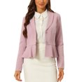 thumbnail image 1 of INSPIRE CHIC Work Short Blazer for Women's Lapel Collar Long Sleeve Ruffle Casual Office Jacket M Pink, 1 of 6