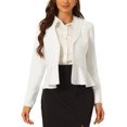 thumbnail image 1 of INSPIRE CHIC Work Short Blazer for Women's Lapel Collar Long Sleeve Ruffle Casual Office Jacket XL White, 1 of 6