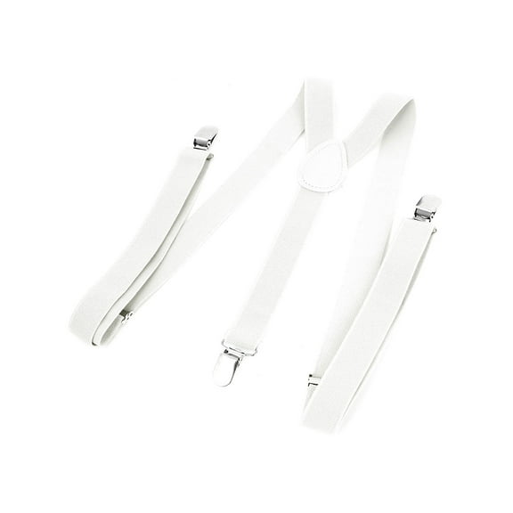 INSPIRE CHIC Y Shape Adjustable Elastic Clip-on Braces Pants Suspender Unisex White 84cm/33inches