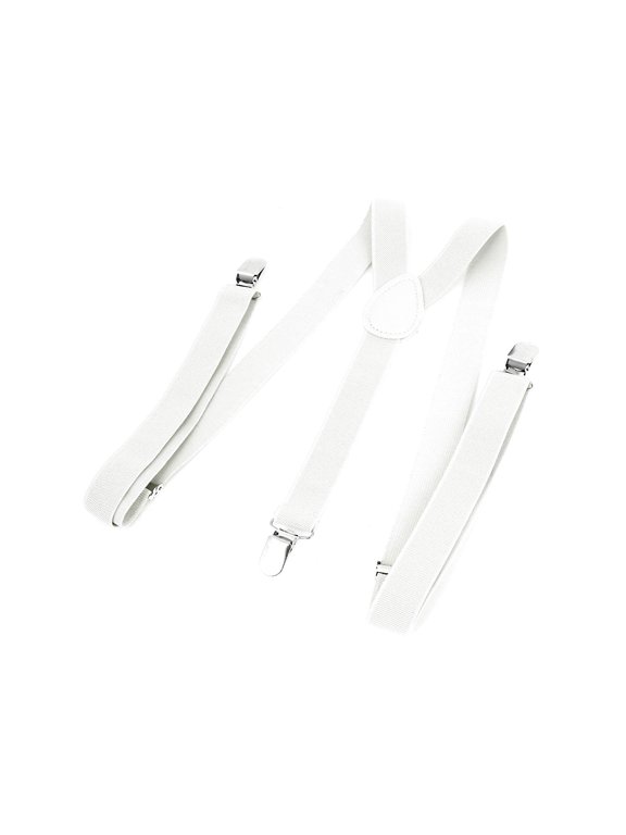 Y Shape Adjustable Elastic Clip-on Braces Pants Suspender Unisex White 84cm/33inches