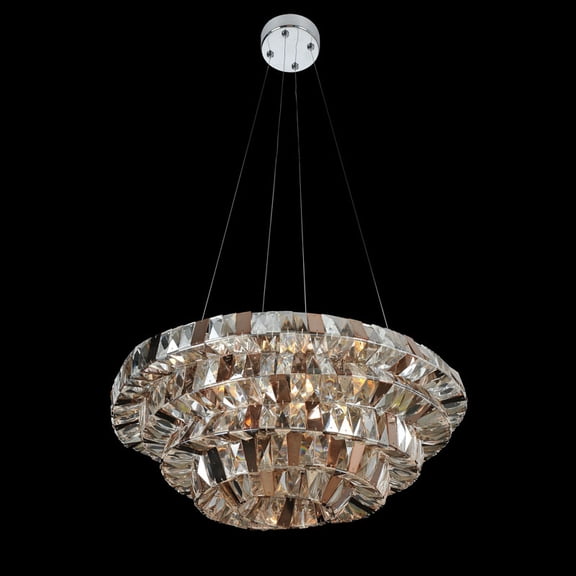 026350-010-FR000-Allegri Lighting-Gehry - Eight Light Pendant Chrome Finish with Firenze Mixed Crystal
