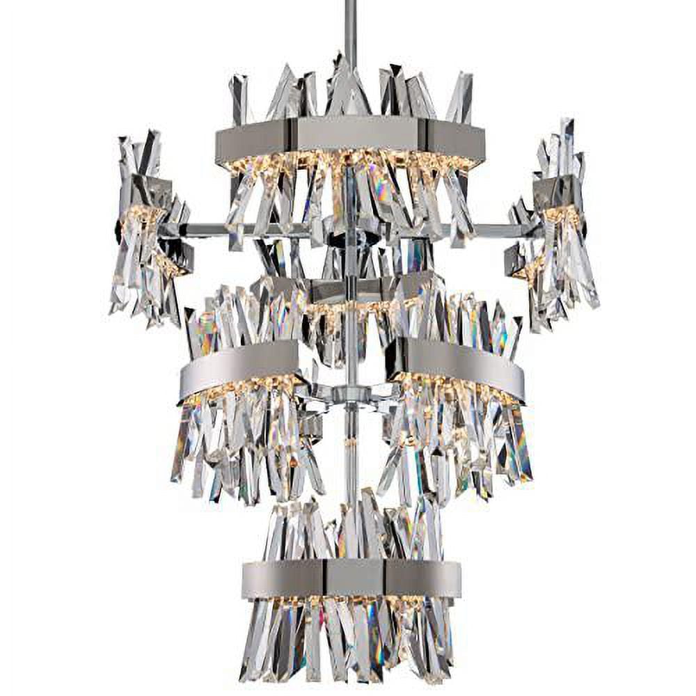 Glacier 36" Polished Chrome LED Chandelier with Crystal Accents