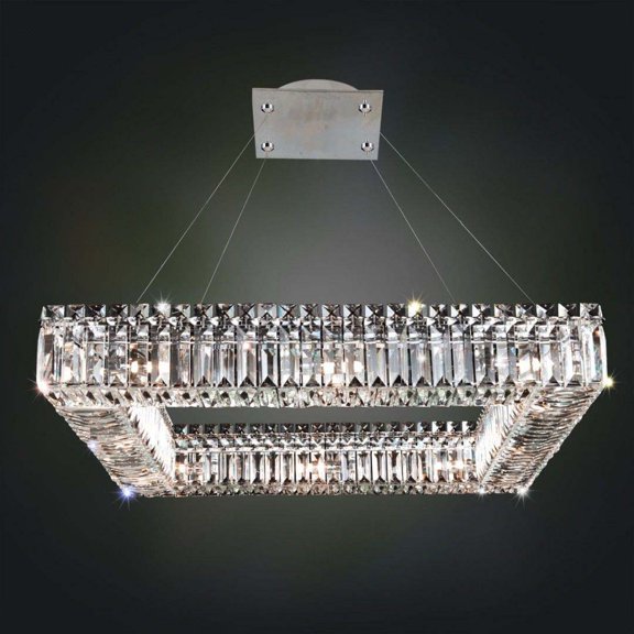 11711-010-FR001-Allegri Lighting-Quadro - Twelve Light Square Pendant   Chrome Finish with Firenze Clear Crystal