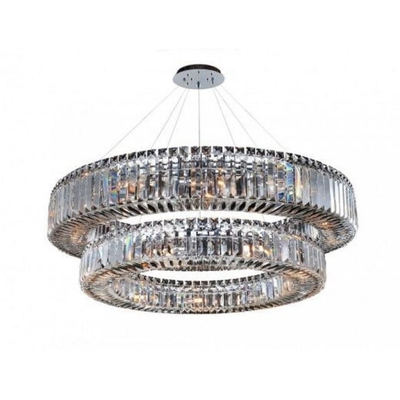 11774-010-FR001-Allegri Lighting-Rondelle - Twenty-One Light 2-Tier Pendant   Chrome Finish with Firenze Clear Crystal