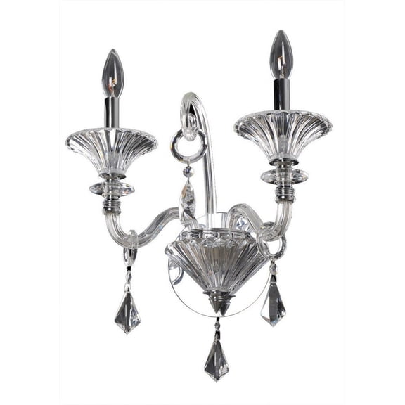 026920-010-FR001-Allegri Lighting-Chauvet - Two Light Wall Bracket   Chrome Finish with Firenze Clear Crystal