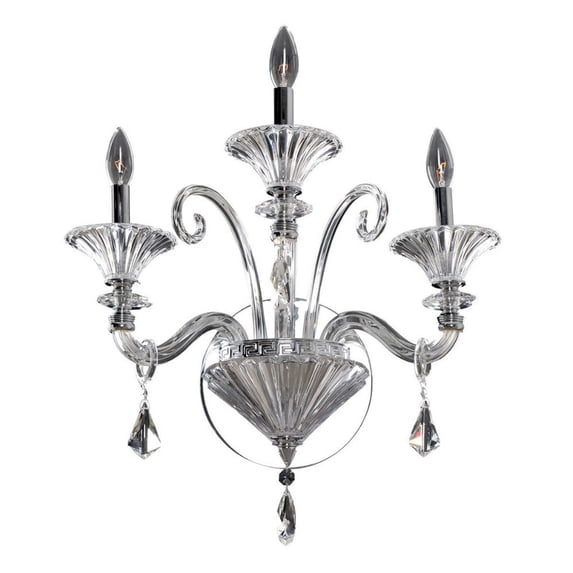 026921-010-FR001-Allegri Lighting-Chauvet - Three Light Wall Bracket Chrome Finish with Firenze Clear Crystal