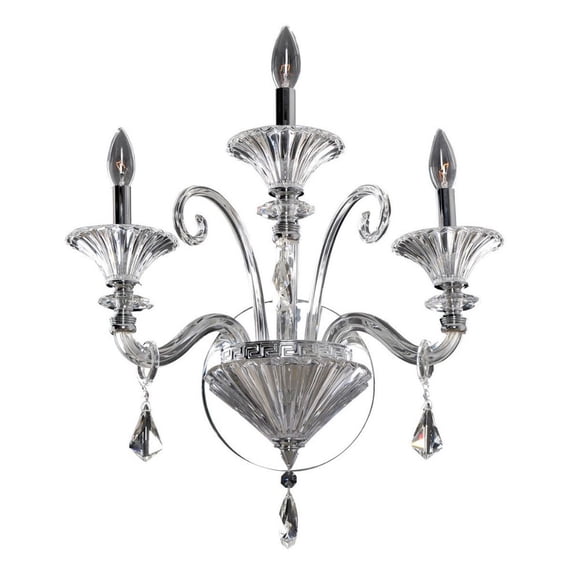 026921-010-FR001-Allegri Lighting-Chauvet - Three Light Wall Bracket Chrome Finish with Firenze Clear Crystal