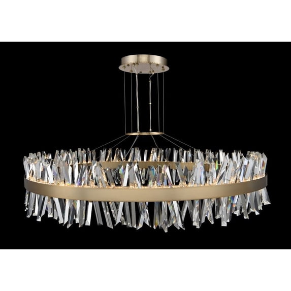 030257-038-Allegri Lighting-Glacier - 60 Inch 182W LED Round Pendant Brushed Champagne Gold Chrome Finish with Firenze Clear Crystal