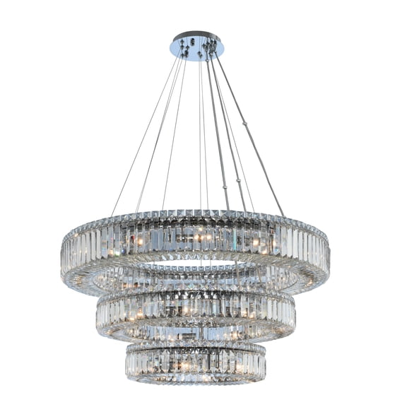 11771-010-FR001-Allegri Lighting-Rondelle - Twenty-Seven Light 3-Tier Pendant Chrome Finish with Firenze Crystal