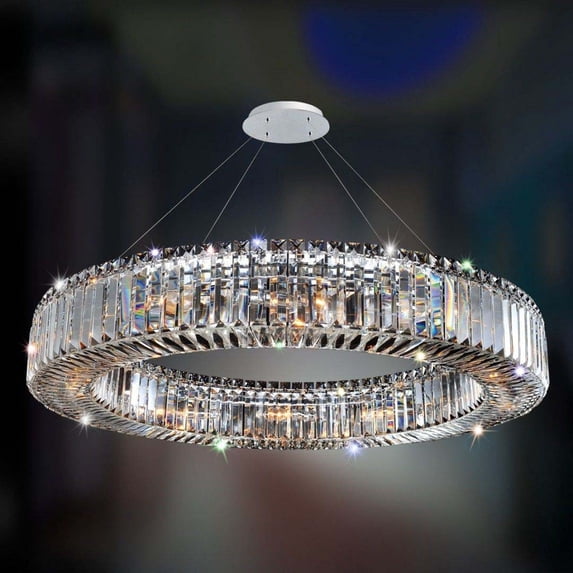 11705-010-FR001-Allegri Lighting-Rondelle - Twelve Light Pendant Chrome Finish with Firenze Clear Crystal