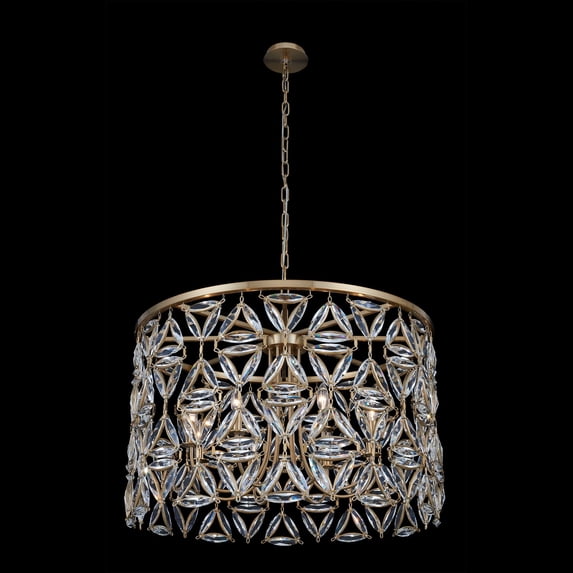 Allegri 039557-062-FR001 Triangulo 8 Light 34" Wide Crystal Drum Chandelier - True Brass