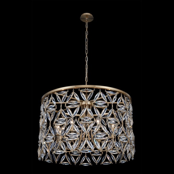 Allegri 039557-062-FR001 Triangulo 8 Light 34" Wide Crystal Drum Chandelier - True Brass