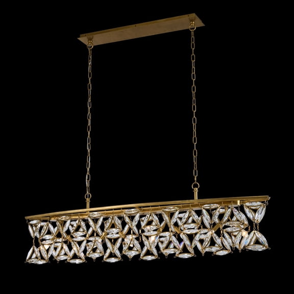 Allegri 039561-062-FR001 Triangulo 8 Light 60" Wide Crystal Linear Pendant - True Brass