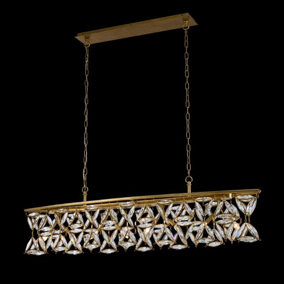 Allegri 039561-Fr001 Triangulo 8 Light 60" Wide Crystal Linear Pendant - True Brass