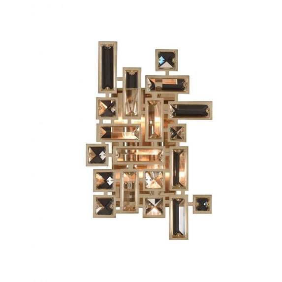 11191-038-FR001-Allegri Lighting-Vermeer - Two Light Wall Bracket Brushed Champagne Gold Firenze Chrome Finish with Firenze Clear Crystal