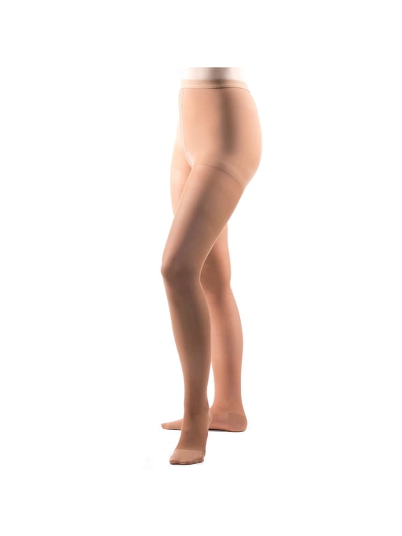 Allegro 15-20 mmHg Essential 15 Sheer Compression Pantyhose for Women – Closed Toe Support Hose with Light Control Top and Soft Waistband for Daily Fit