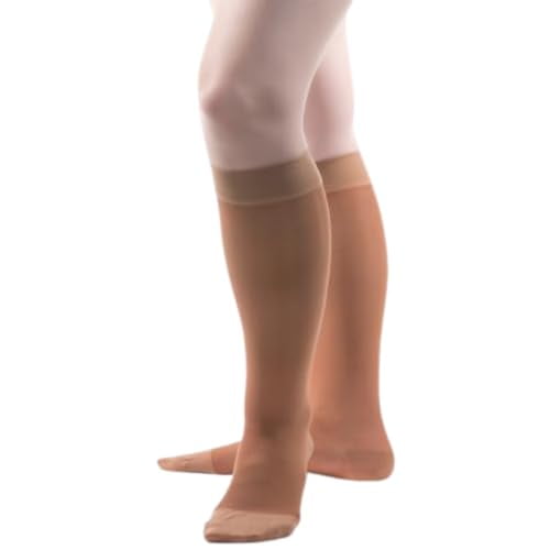 Allegro 15-20 mmHg Essential 16 Sheer Knee-High Compression Stockings for Women – Closed Toe Support Hose with Soft Top Band for Everyday Comfort