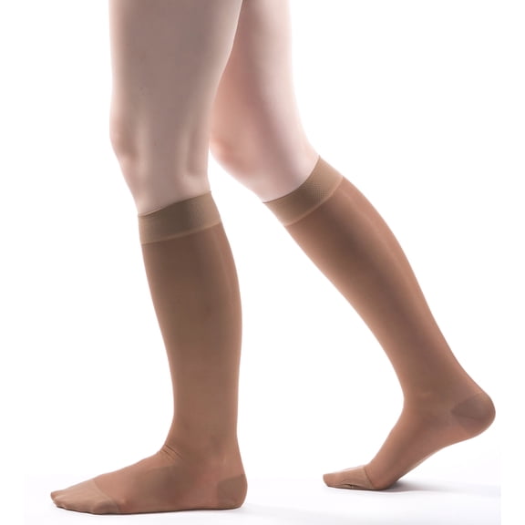 Allegro 15-20 mmHg Essential 16 Sheer Knee-High Compression Stockings for Women – Closed Toe Support Hose with Soft Top Band for Everyday Comfort