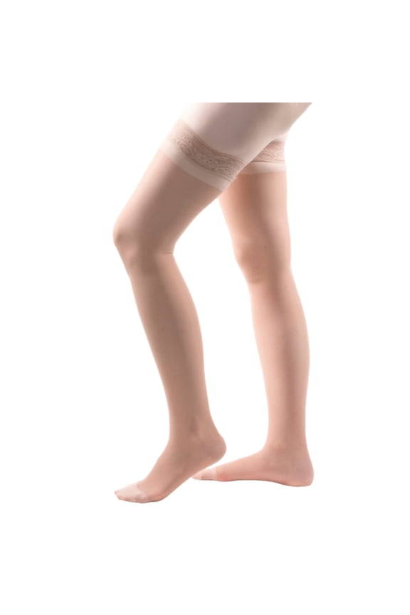 Allegro 15-20 mmHg Essential 4 Sheer Compression Hose - Comfortable, Thigh High, Closed Toe Support Stockings for Women