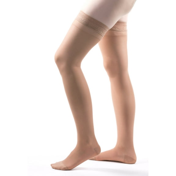 Allegro 15-20 mmHg Essential 4 Sheer Compression Hose - Comfortable, Thigh High, Closed Toe Support Stockings for Women