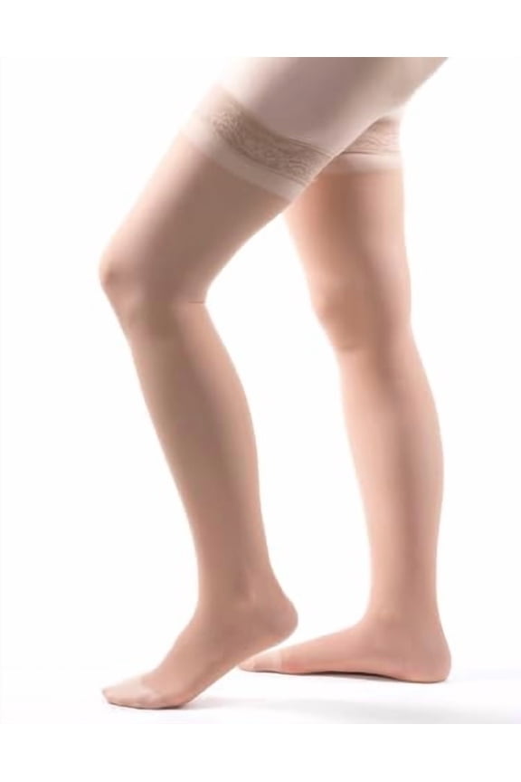Allegro 15-20 mmHg Sheer Compression Stockings for Women – Thigh High, Closed Toe Support Hose for Everyday Leg Support & All-Day Comfort, Nude, XX-Large