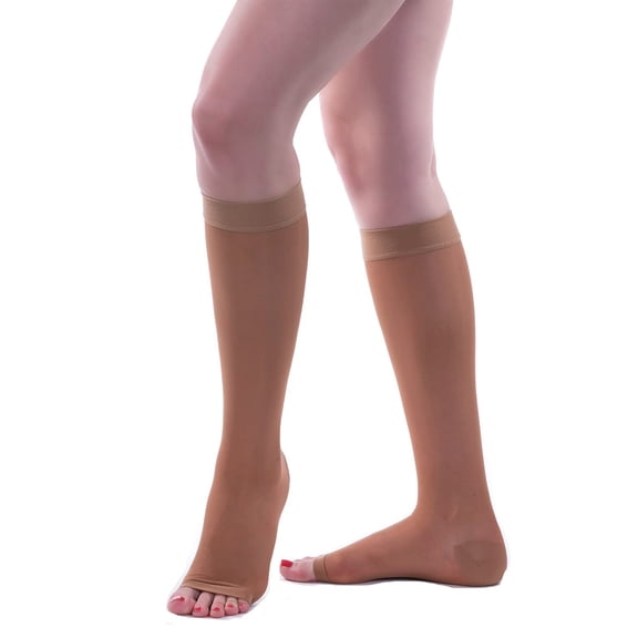 Allegro 15-20mmHg Essential 17 Sheer Support Knee High Open Toe (Fawn) Medium