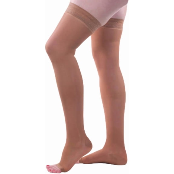 Allegro 15-20mmHg Essential 5 Sheer Support Thigh High Open Toe (Fawn) Large