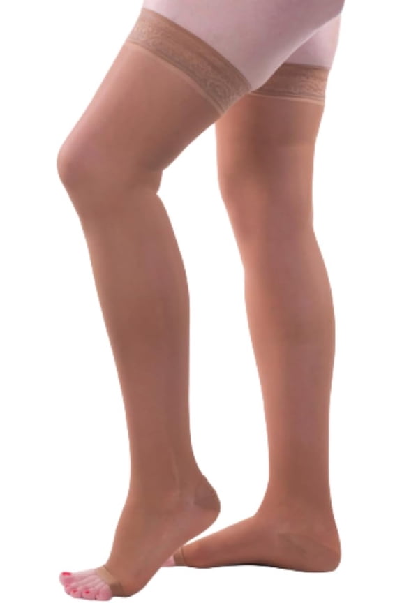Allegro 15-20mmHg Essential 5 Sheer Support Thigh High Open Toe (Fawn) Medium