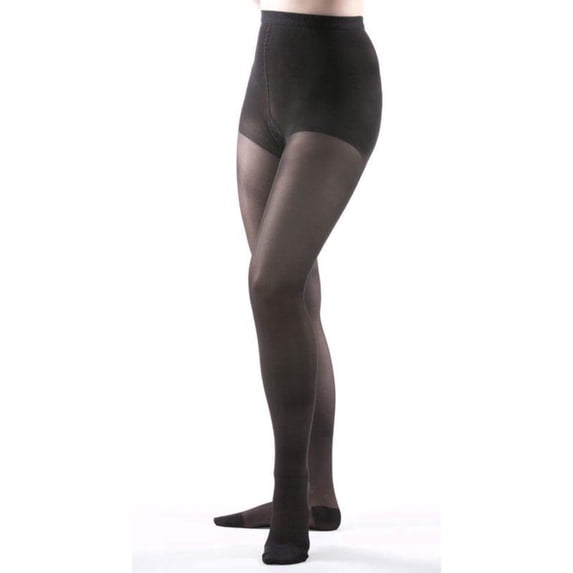 Allegro 20-30 mmHg Essential 33 Sheer Support Pantyhose (Black) Queen