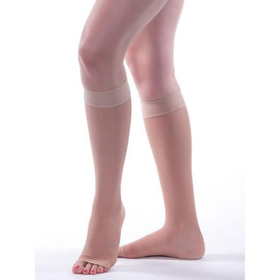 Allegro 20-30mmHg Essential 19 Sheer Support Open Toe Compression Sock - Unisex, Open Toe, Knee High Support Stockings