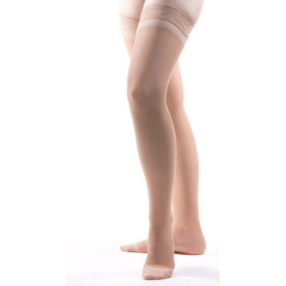 Allegro 20-30mmHg Essential 8 Sheer Thigh High Closed Toe Hose, Nude, Small
