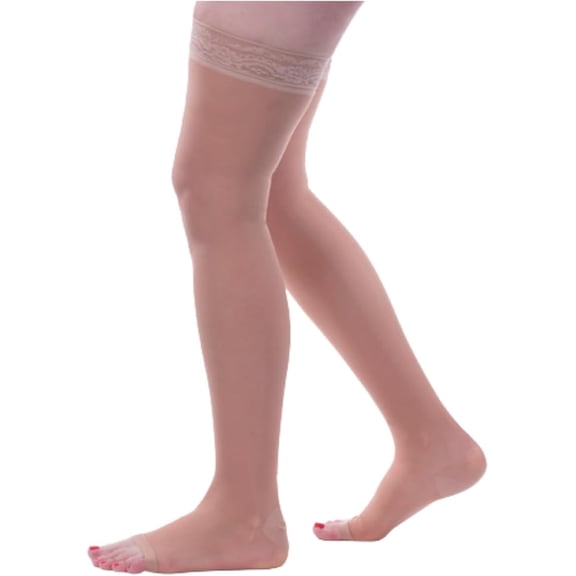 Allegro 20-30mmHg Essential 9 Sheer Compression Stockings - Thigh High, Open Toe, Compression Stockings for Women
