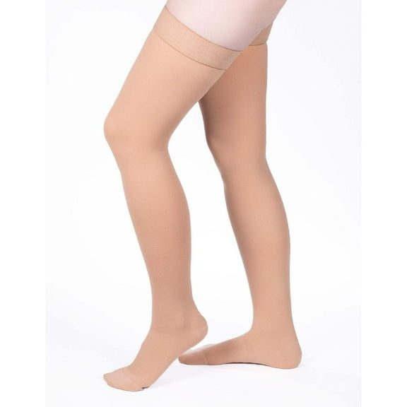 Allegro 30-40mmHg Surgical Compression 306 Closed Toe Thigh High Dot Band - Beige - Large