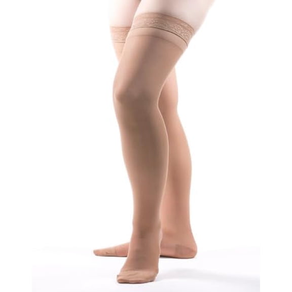 Allegro 8-15 mmHg Essential 82 Sheer Support Compression Stockings - Thigh High, Closed Toe, Compression Hose for Women