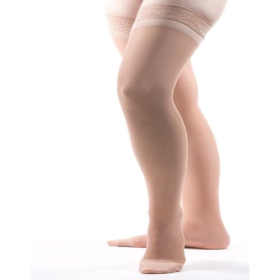 Allegro 8-15 mmHg Essential 82 Sheer Support Compression Stockings - Thigh High, Closed Toe, Compression Hose for Women