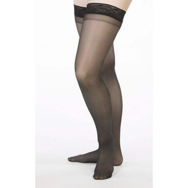 Allegro 8-15 mmHg Essential 82 Sheer Support Thigh High Hose, Black, XXX-Large