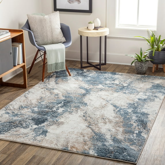 Allegro Aqua/Grey 5' x 8' Modern Rectangle Area Rug