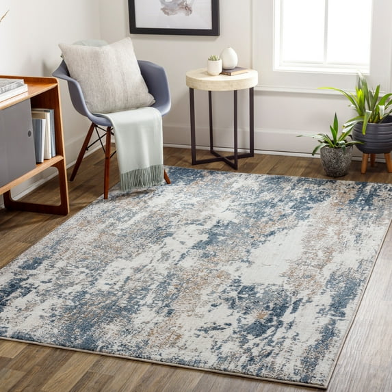 Allegro Aqua/Grey 5' x 8' Modern Rectangle Area Rug