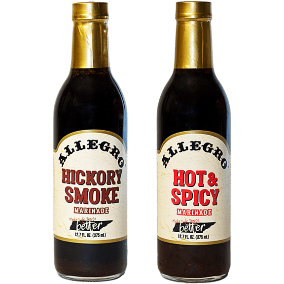 Allegro Hickory Smoke and Hot & Spicy Marinade, Variety 2-Pack 12.7 fl. oz. Bottles