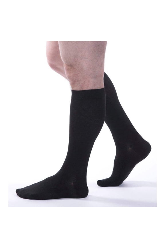 Allegro Men’s 30-40 mmHg Essential 122 Ribbed Support Socks (Black) X-Large