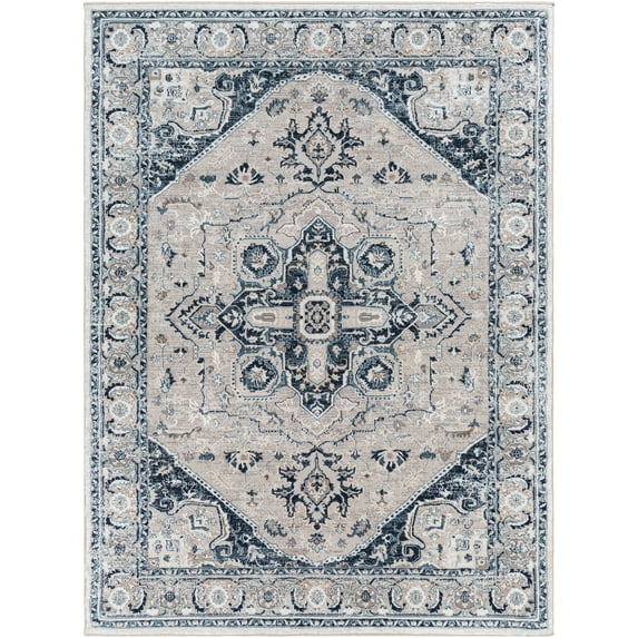 Allegro Navy/Grey 9' x 12' Traditional Rectangle Area Rug