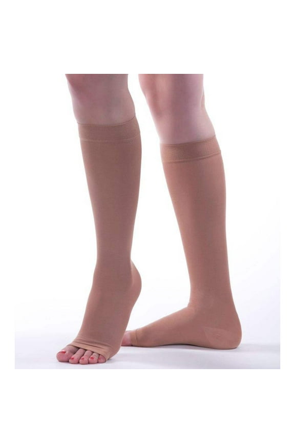 Allegro Soft Microfiber Knee High 20-30 mmHg Compression Socks, Open Toe