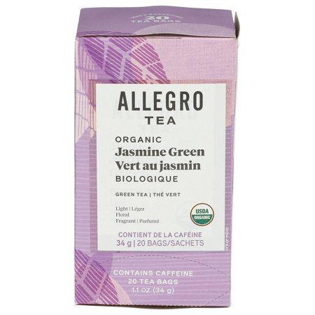 Allegro Tea Organic Jasmine Green Tea Bags, 20 Count