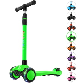 Allek Kick Scooter B03 with Light-Up Wheels and Any Height Adjustable for Children from 3-12yrs (Lime Green)