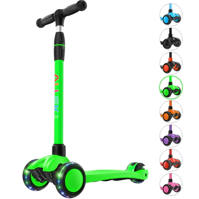Allek B03 Kids Large Junior Kick Scooter with LightUp Wheels and