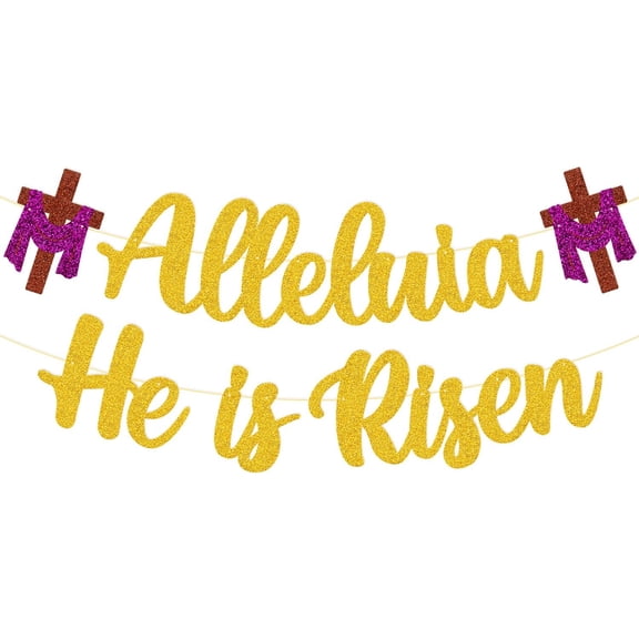 Alleluia He is Risen Banner Happy Easter Jesus is Risen Decoration Religious Christian Decoration He is Risen Theme Church Classroom Easter Holiday Party Supplies